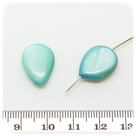 10 PZ - PERLE AZZURRE GOCCIA 18 MM - PERLINE CONCHIGLIA COLORATE