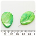 6 PZ - PERLE VERDE GOCCIA 30 MM - PERLINE CONCHIGLIA COLORATE