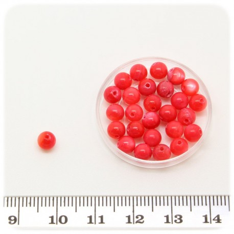 50 PZ - PERLE ROSSE TONDE 6 MM - PERLINE CONCHIGLIA COLORATE
