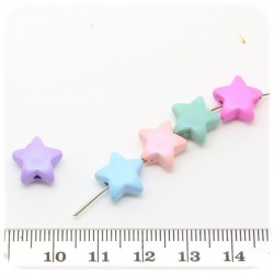 30 PZ - PERLINE MULTICOLORE STELLA ACRILICO 12 MM - PERLE IN PLASTICA COLORATA EFFETTO GOMMA