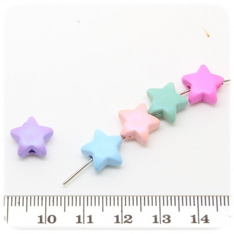 30 PZ - PERLINE MULTICOLORE STELLA ACRILICO 12 MM - PERLE IN PLASTICA COLORATA EFFETTO GOMMA