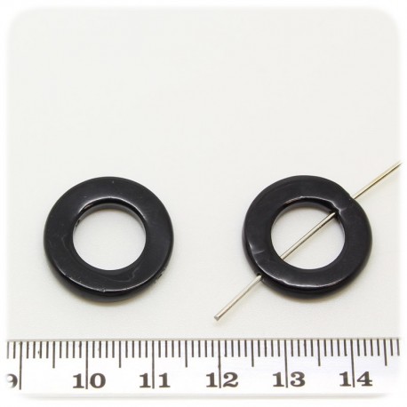10 PZ - PERLE NERO CIAMBELLA 20 MM - PERLINE CONCHIGLIA DONUT COLORATE