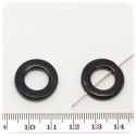 10 PZ - PERLE NERO CIAMBELLA 20 MM - PERLINE CONCHIGLIA DONUT COLORATE
