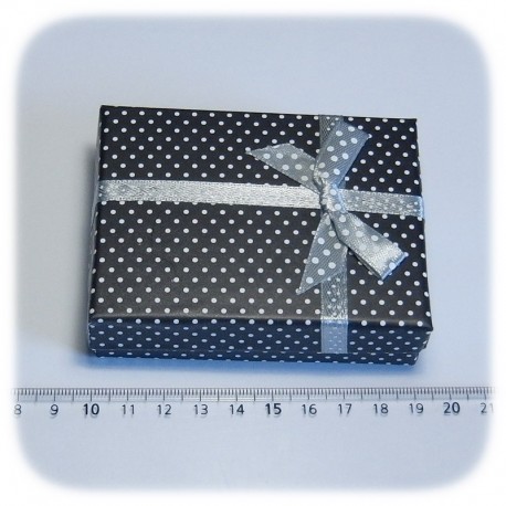 1 PZ - SCATOLA DECORATA PORTA GIOIELLI 9X7 CM POIS - NERO