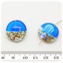 2 PZ - PERLINE VETRO A LUME MARE - PERLE VETRO LAMPWORK DISCO 20 MM