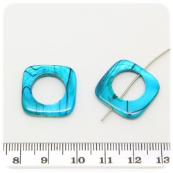 10 PZ - PERLE AZZURRO QUADRATO 20 MM - PERLINE CONCHIGLIA DISTANZIALI COLORATE