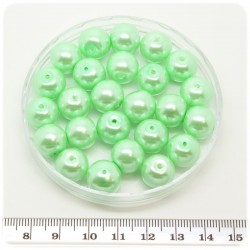 50 PZ - PERLE 12 MM VERDE - PERLINE TONDE VETRO CERATE