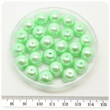 50 PZ - PERLE 12 MM VERDE - PERLINE TONDE VETRO CERATE