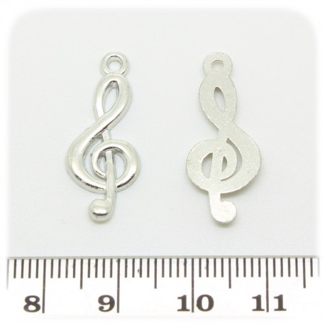 1 PZ - CIONDOLO METALLO CHIAVE DI VIOLINO - PENDENTE CHARM ARGENTO TIBETANO