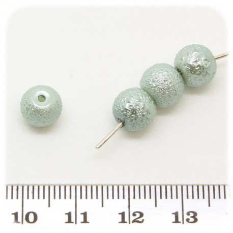 80 PZ - PERLE VETRO RICOPERTE METAL FUSION 8 MM - VERDE CHIARO