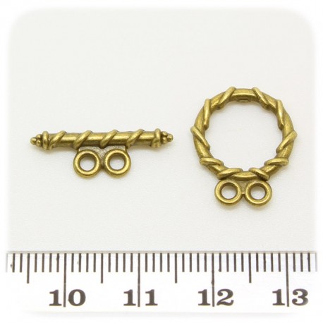 10 PZ - CHIUSURA T-BAR BRONZO - MINUTERIA TERMINALE BIJOUX INCASTRO CERCHIO