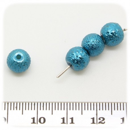 80 PZ - PERLE VETRO RICOPERTE METAL FUSION 8 MM - BLU MARINE