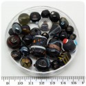 125 G - PERLINE VETRO NERO LAMPWORK MIX 6/40 MM - PERLE INDIANE COLORATE