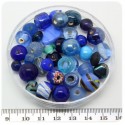 125 G - PERLINE VETRO BLU LAMPWORK MIX 6/40 MM - PERLE INDIANE COLORATE