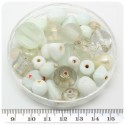 125 G - PERLINE VETRO BIANCO LAMPWORK MIX 6/40 MM - PERLE INDIANE COLORATE