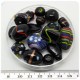 125 G - PERLINE VETRO NERO LAMPWORK MIX 10/30 MM - PERLE INDIANE COLORATE