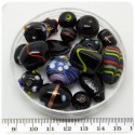 125 G - PERLINE VETRO NERO LAMPWORK MIX 10/30 MM - PERLE INDIANE COLORATE
