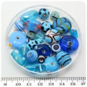 125 G - PERLINE VETRO AZZURRO LAMPWORK MIX 10/30 MM - PERLE INDIANE COLORATE