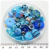 125 G - PERLINE VETRO AZZURRO LAMPWORK MIX 10/30 MM - PERLE INDIANE COLORATE