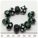 1 SET - FUNNY PEPPER MINT - PERLINE VETRO LAMPWORK MIX RONDELLE - PERLE INDIANE COLORATE