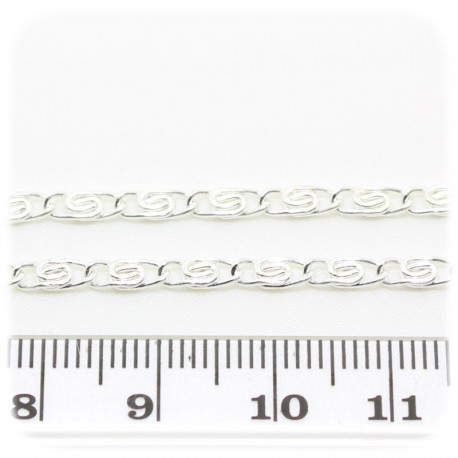 1 MT - CATENA ARGENTO 6X3 MM - CATENELLA METALLO BASE BRACCIALETTO E COLLANA
