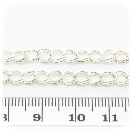 1 MT - CATENA ARGENTO 6X5 MM - CATENELLA METALLO BASE BRACCIALETTO E COLLANA