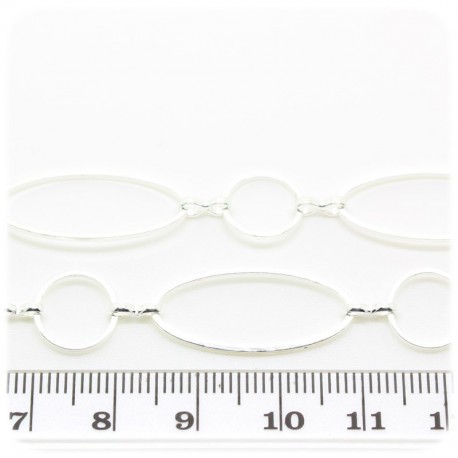 1 MT - CATENA ARGENTO 10X20 MM - CATENELLA METALLO BASE BRACCIALETTO E COLLANA