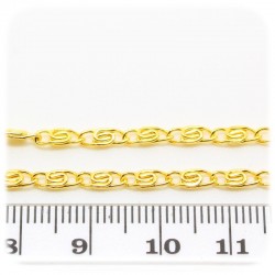 1 MT - CATENA ORO 6X3 MM - CATENELLA METALLO BASE BRACCIALETTO E COLLANA