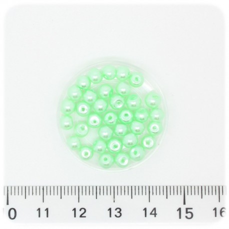 100 PZ - PERLE 4 MM VERDE MELA - PERLINE TONDE VETRO CERATE