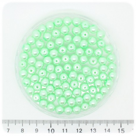 100 PZ - PERLE 6 MM VERDE MELA - PERLINE TONDE VETRO CERATE
