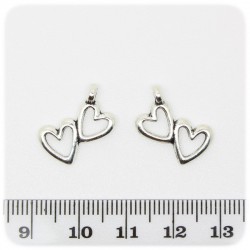 1 PZ - CIONDOLO METALLO CUORE - PENDENTE CHARM ARGENTO TIBETANO