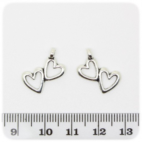 1 PZ - CIONDOLO METALLO CUORE - PENDENTE CHARM ARGENTO TIBETANO