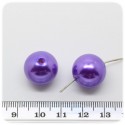 10 PZ - PERLE 16 MM VIOLA - PERLINE TONDE PLASTICA PERLATE