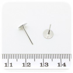 50 PZ - ORECCHINI PERNO METALLO - BASE PIATTA MONACHELLA METALLO 6 MM