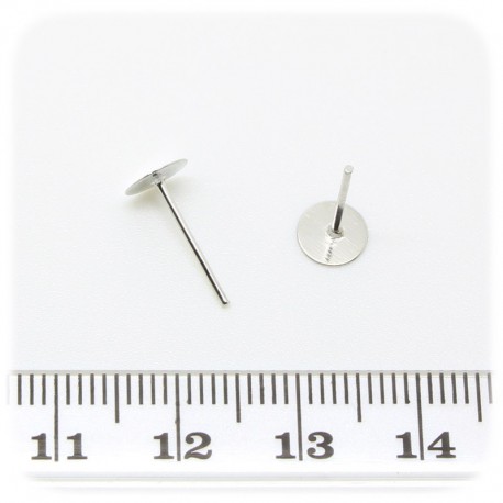 50 PZ - ORECCHINI PERNO METALLO - BASE PIATTA MONACHELLA METALLO 6 MM