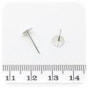 50 PZ - ORECCHINI PERNO METALLO - BASE PIATTA MONACHELLA METALLO 6 MM
