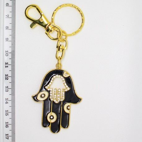 Idea Regalo PORTACHIAVI gadget Accessorio MANO di Fatima Strass con Moschettone