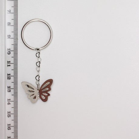 Idea Regalo PORTACHIAVI Gadget Accessorio FARFALLA Acciaio Inox Charm Borsa