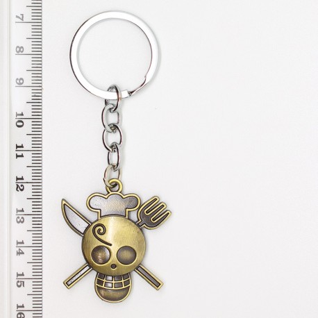 Idea Regalo PORTACHIAVI Gadget Accessorio ONE PIECE TESCHIO Bronzo Sanji