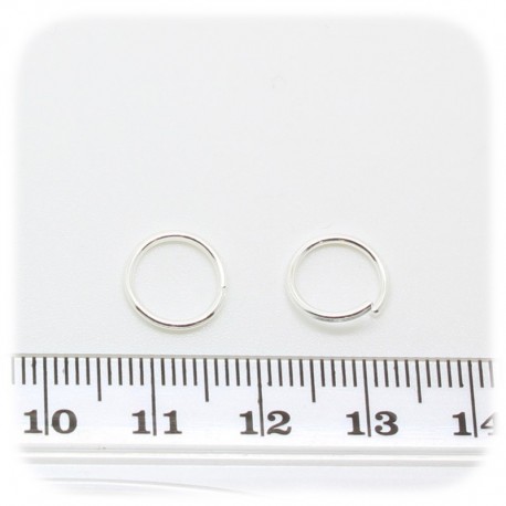 100 PZ - ANELLINI ARGENTO 10 MM - MINUTERIA METALLO ANELLI APRIBILI TONDI BIGIOTTERIA