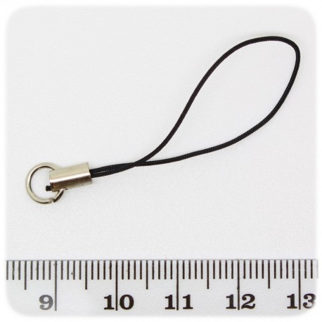 5 PZ - PHONE STRAPS NERO - ACCESSORI PER PENDENTI CON ANELLO