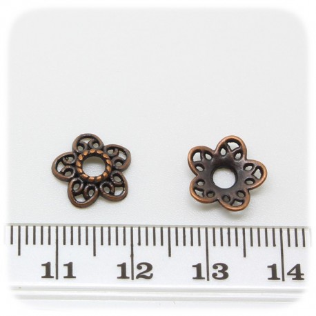 30 PZ - COPPETTE RAME COPRIPERLA - COPERTURA PERLE METALLO TRAFORATO 12 MM