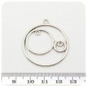 60 PZ - CHANDELIER CERCHIO PER ORECCHINI 34 MM - METALLO - 2 OCCHIELLI