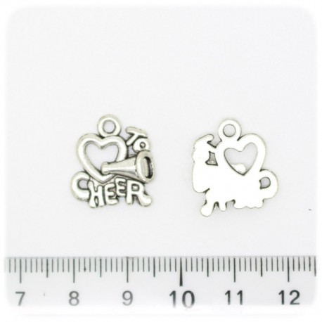 1 PZ - CIONDOLO METALLO CUORE - PENDENTE CHARM ARGENTO TIBETANO