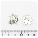 1 PZ - CIONDOLO METALLO CUORE - PENDENTE CHARM ARGENTO TIBETANO