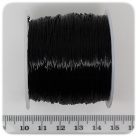 1 PZ - BOBINA 0,6 MM FIBRA ELASTICA NERA - BASE PER COLLANE E BRACCIALI