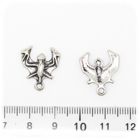 1 PZ - CIONDOLO METALLO PIPISTRELLO - PENDENTE METALLO CHARM ARGENTO TIBETANO