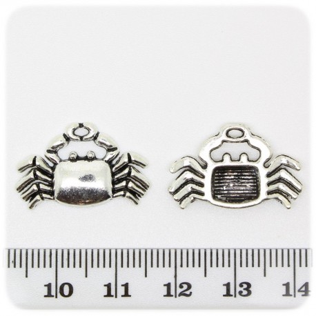 1 PZ - CIONDOLO METALLO GRANCHIO - PENDENTE METALLO CHARM ARGENTO TIBETANO