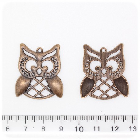 1 PZ - CIONDOLO RAME GUFO - PENDENTE METALLO CHARM ARGENTO TIBETANO
