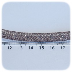 1 MT - RETE TUBOLARE IN NYLON E SPIRALE ARGENTATA 8 MM - MARRONE
